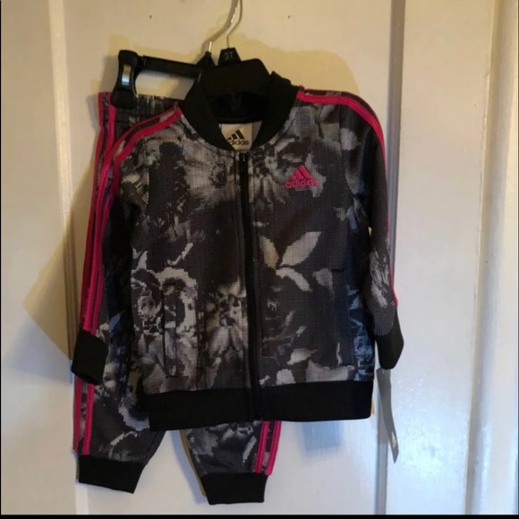 adidas Other - ADIDAS GIRLS FLORAL JACKET & PANTS  SET 18 MONTHS